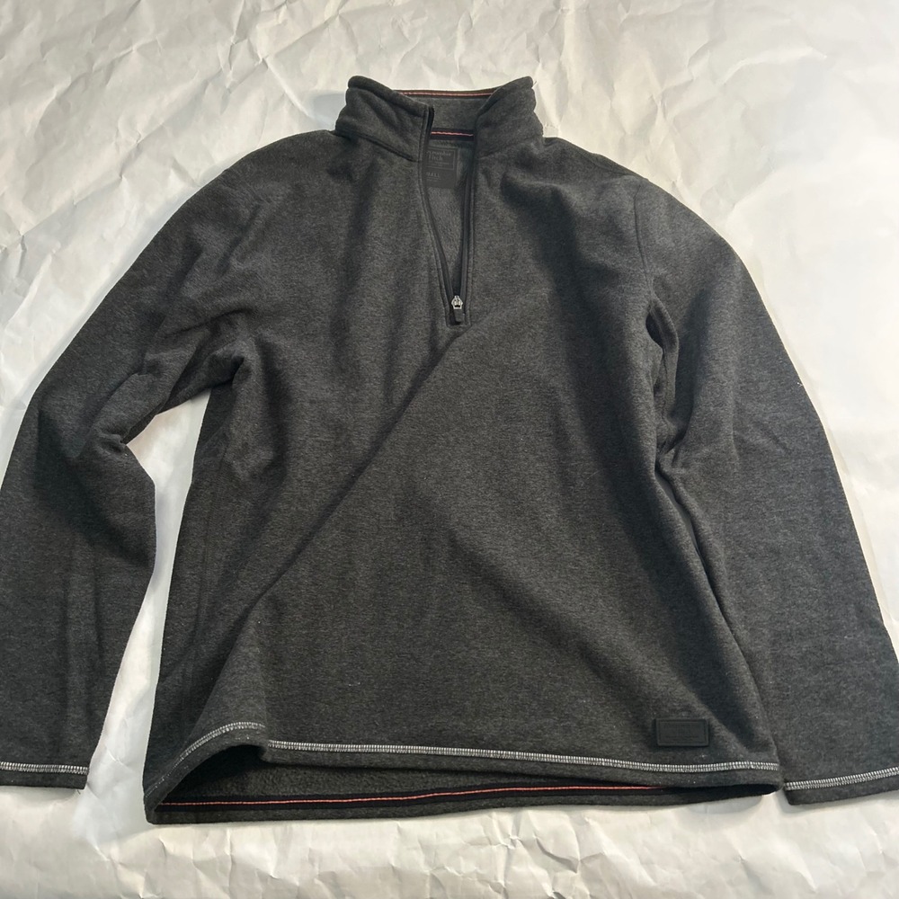 Abercrombie Fitch Mens Gray Quarter Zip Pullover Fleece Sweatshirt Small